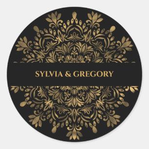 Sticker Rond Mandala traditionnel mariage luxe élégant classiqu