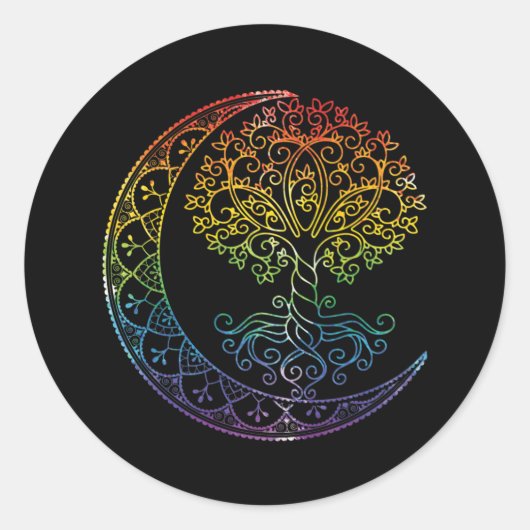 Sticker Rond Mandala Tree of Life Tattoo Style (Devant)
