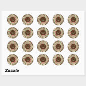 Sticker Rond Mandala vert et rose (Feuille)
