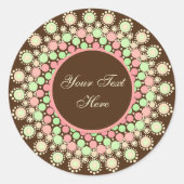 Sticker Rond Mandala vert et rose (Devant)