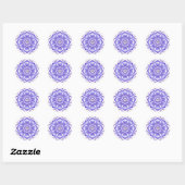 Sticker Rond Mandala violet floral. Monogramme. (Feuille)