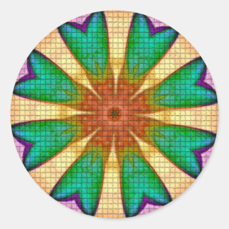 Sticker Rond Mandala violet vert orange