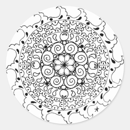 Sticker Rond Mandala zen des vagues de l'océan (Devant)