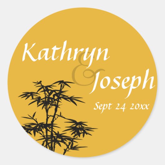 Sticker Rond Mandarin orange bambou personnalisé mariage pour é (Devant)