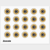 Sticker Rond Mandel Bleu - Fractal (Feuille)