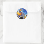 Sticker Rond Mandelbrot bleu double spirale fractale (Sac)