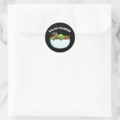 Sticker Rond Mander Salade Drôle Salamandre Animal Pun Dark BG (Sac)