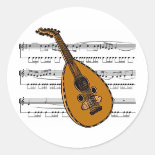 Sticker Rond Mandolin musical 15 B