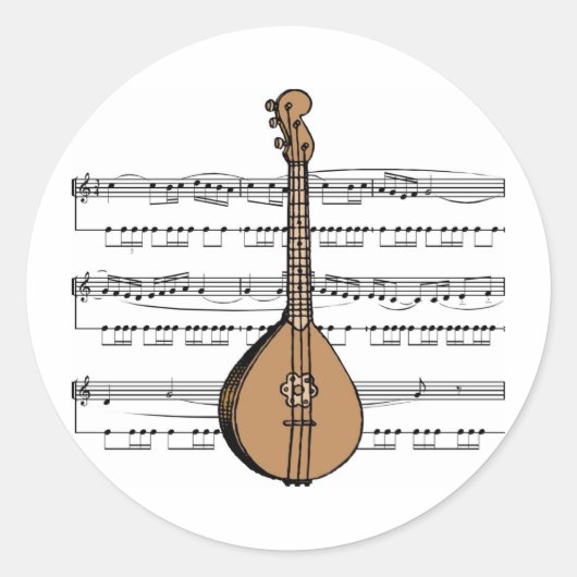 Sticker Rond Mandolin Tee - shirts et cadeaux (Devant)