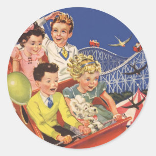 Sticker Rond Manège de montagnes russes pour enfants avec ballo