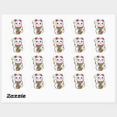 Sticker Rond Maneki Neko (Feuille)