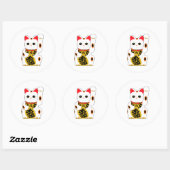 Sticker Rond Maneki Neko (Feuille)