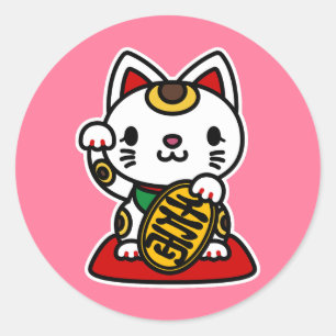 Sticker Rond Maneki Neko (Chat chanceux)