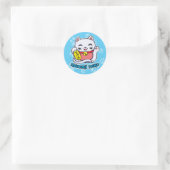 Sticker Rond Maneki Neko chat chanceux (Sac)