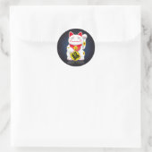 Sticker Rond Maneki-neko - Chat japonais chanceux (Sac)