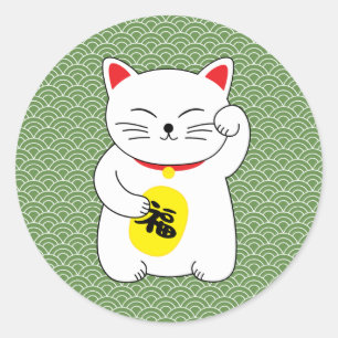 Sticker Rond Maneki Neko Chat Lucky