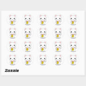 Sticker Rond Maneki Neko - Chat Lucky Blanc (Feuille)
