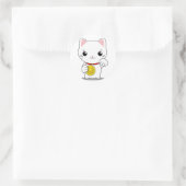Sticker Rond Maneki Neko - Chat Lucky Blanc (Sac)