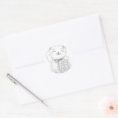 Sticker Rond maneki neko grey (Enveloppe)