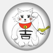 Sticker Rond Maneki-Neko ou chat de Beckoning Lucky Kitty (Devant)