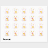 Sticker Rond maneki neko rose (Feuille)