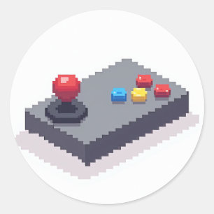 Sticker Rond Manette 8 bits pour jeux vidéo rétro