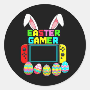 Sticker Rond Manette de jeu Bunny drôle pour garçons joueurs de