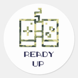 Sticker Rond Manette de jeu vidéo camouflage Prêt à jouer Joueu