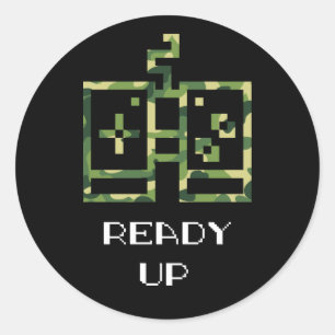 Sticker Rond Manette de jeu vidéo camouflage prête pour le joue