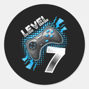 Sticker Rond Manette de jeu vidéo niveau 7 7ème anniversaire Ga