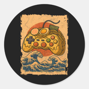 Sticker Rond Manette de jeu vidéo Ramen