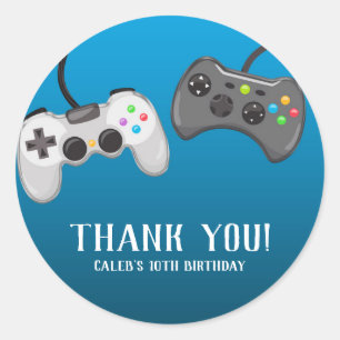 Sticker Rond Manettes de jeu vidéo Cadeau de fête d'anniversair