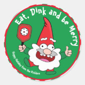 Sticker Rond Mange, dink et sois joyeux pickleball de Noël (Devant)