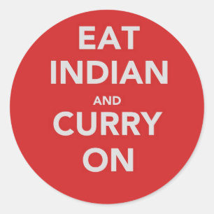 Sticker Rond Mange indien et curry sur