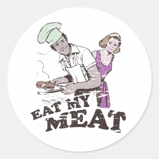 STICKER ROND MANGE MA VIANDE (Devant)