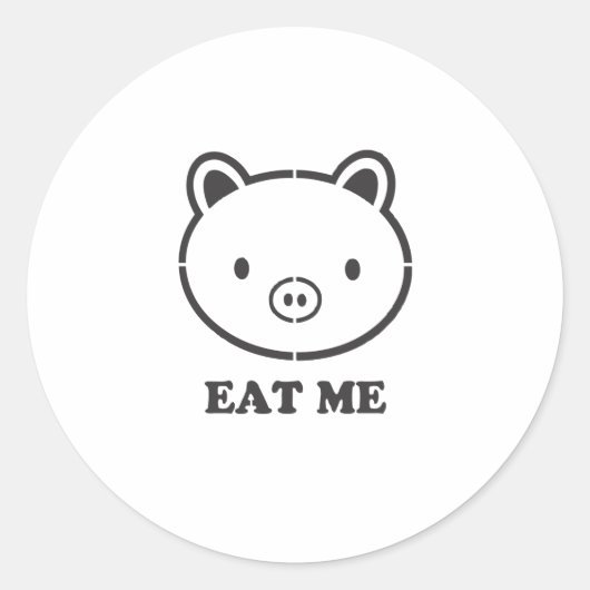 Sticker Rond Mange-moi du porc (Devant)
