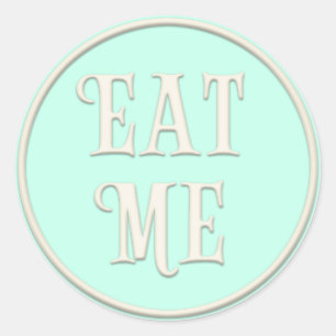 Sticker Rond "Mange-moi" Wonderland Tea Party Girl Pastel Green