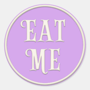 Sticker Rond "Mange-moi" Wonderland Tea Party Pastel Purple