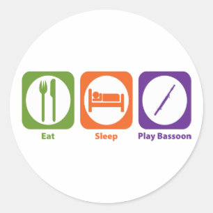 Sticker Rond Mange Sleep Jouer Bassoon