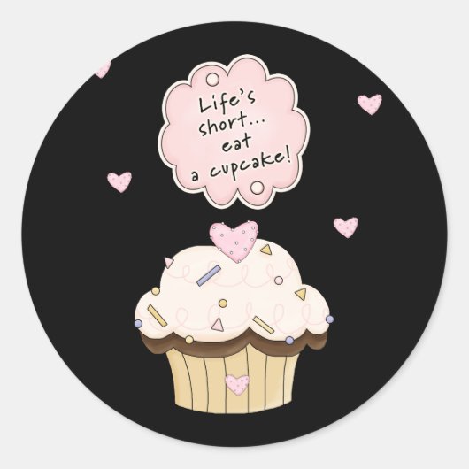 Sticker Rond Mange Un Cupcake (Devant)