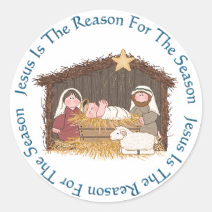 Sticker Rond Manger de Noël / Raison de Jésus
