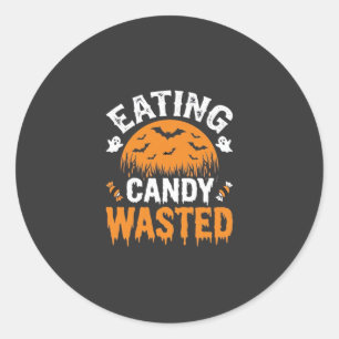Sticker Rond Manger des bonbons gâché Halloween Design_1