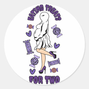 Sticker Rond "Manger des cures pour deux" Halloween Enceinte Pu