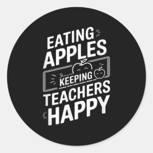 Sticker Rond Manger Des Pommes Garder Les Enseignants Heureux