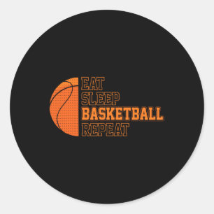 Sticker Rond Manger. Dormir. Ballon de basket. Recommencer. Jou