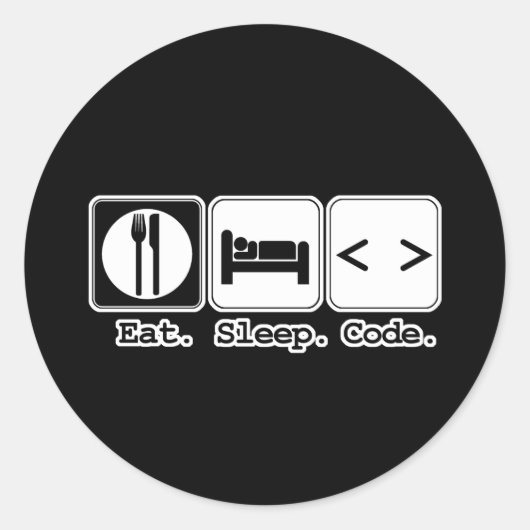 Sticker Rond manger dormir coder (Devant)