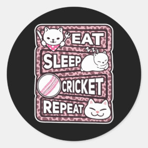 Sticker Rond Manger Dormir Cricket Répéter Garçons Fille Enfant