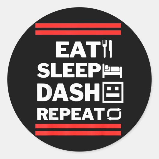 Sticker Rond Manger Dormir Dash Répéter Jeu Vidéo (Devant)
