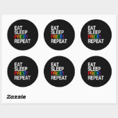 Sticker Rond Manger Dormir Fierté Répéter (Feuille)