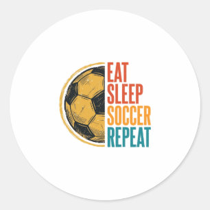 Sticker Rond Manger Dormir Football Répéter Conception de Maill